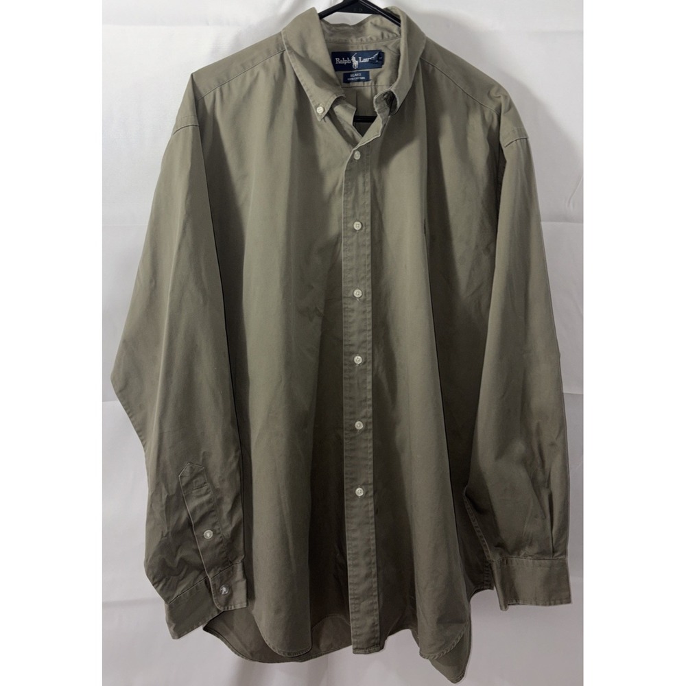 Ralph Lauren Blake Men's Button Down Shirt Men L Khaki Green Long Sleeve - Picture 5 of 11